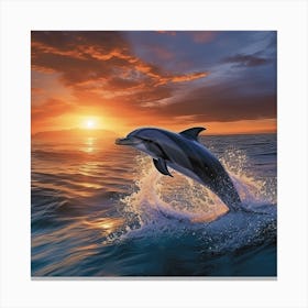 Dolphin Jumping At Sunset 1 Canvas Print