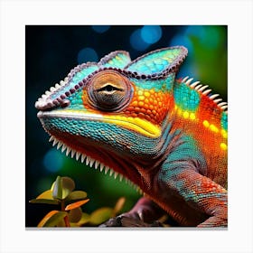 Firefly Vibrant Photorealistic Chameleon With Colorful Scales 51607 Canvas Print