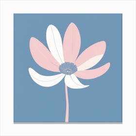 A White And Pink Flower In Minimalist Style Square Composition 5 Canvas Print