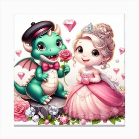 Princess And Dragon 3 Canvas Print