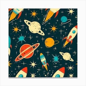 Retro Space Pattern Canvas Print