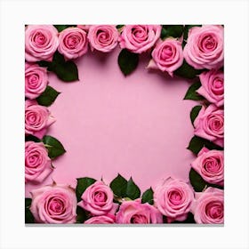 Pink Roses Frame 7 Canvas Print