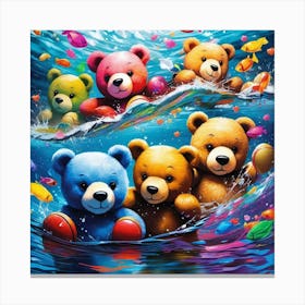 Teddy Bears In The Water Canvas Print