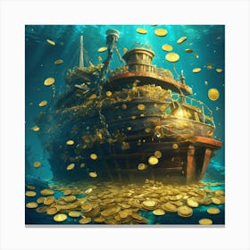 Pirate Ship With Gold Coins 2 Canvas Print