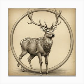 Deer In A Circle Canvas Print