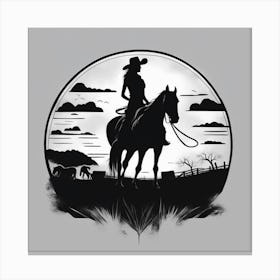 Cowgirl On Horseback 1 Canvas Print