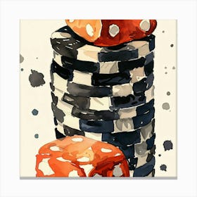 Watercolor Of Poker Chips Canvas Print