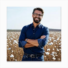 Man In Cotton Field 1 Canvas Print