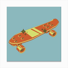 Retro Skateboard Kids Blue And Orange Canvas Print