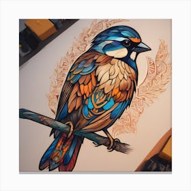 Bird On A Branch Canvas Print