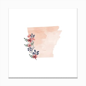 Arkansas Watercolor Floral State Canvas Print