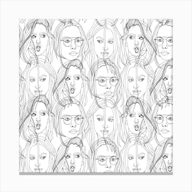 Portraits Of Women Line Art Canvas Print