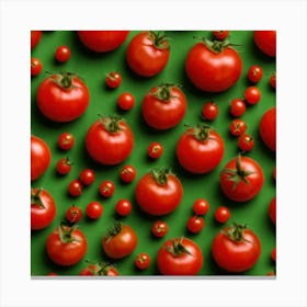 Tomatoes On Green Background Canvas Print