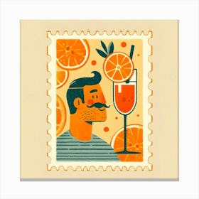 Man with Aperitif Spritz on a Postage Stamp Canvas Print