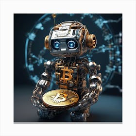 Bitcoin Robot Holding A Bitcoin Canvas Print