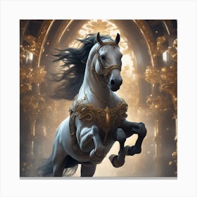 White Horse Galloping 5 Canvas Print