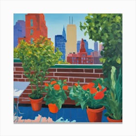 Rooftop Garden New York Series. Style of David Hockney 1 Canvas Print