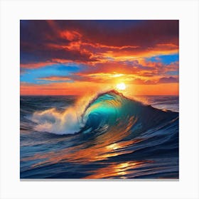 Ocean Waves At Sunset 1 Canvas Print
