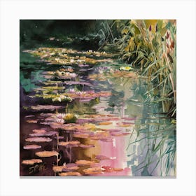 Water Lilies Setting Sun, Claude Monet 6 Canvas Print