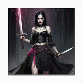 Gothic Girl With Sword Canvas Print
