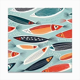 Cheerful Sardine Pattern Canvas Print