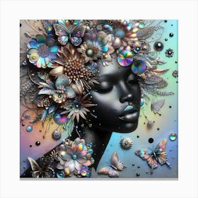 Woman With Butterflies In Her Hair Canvas Print