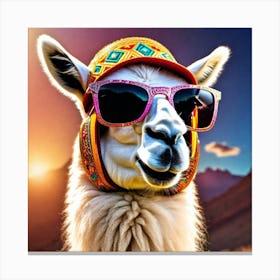 Llama Wearing Sunglasses 1 Canvas Print