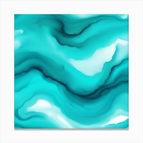 Beautiful turquoise azure abstract background. Drawn, hand-painted aquarelle. Wet watercolor pattern. Artistic background with copy space for design. Vivid web banner. Liquid, flow, fluid effect. Canvas Print