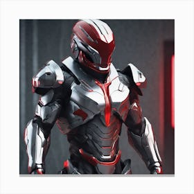 A Futuristic Warrior Stands Tall, His Gleaming Suit And Shining Silver Visor Commanding Attention 2 Canvas Print