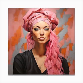 Portrait Of A Woman With Pink Hair 2 Canvas Print
