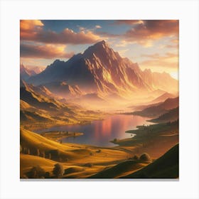 Landscape At Sunset 2 Canvas Print