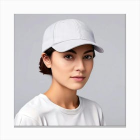 Portrait Of A Woman Wearing A Baseball Cap Canvas Print