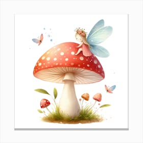 Fairy On A Mushroom Canvas Print