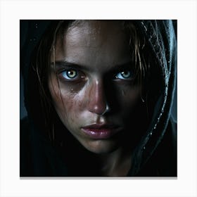 Girl In A Hoodie Canvas Print