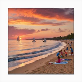 Sunset On The Beach Canvas Print