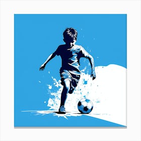 Boy Kicking Soccer Ball 1 Canvas Print