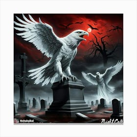 Eagle In A Cemetery Canvas Print