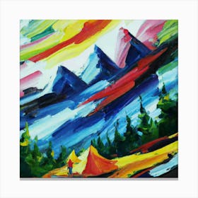 People camping in the middle of the mountains oil painting abstract painting art 27 Canvas Print