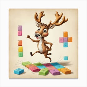 Deer Jumping Over Blocks Canvas Print