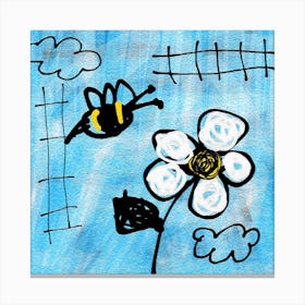 Bee And Flower Canvas Print