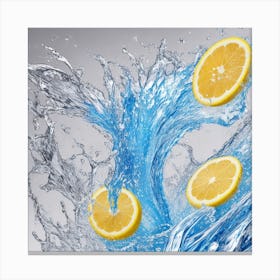 Water Splashing With Lemon Slices Canvas Print