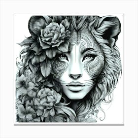 Lion Woman Tattoo Canvas Print