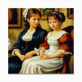 The Two Sisters Impressionist Wall Art Pierre Auguste Renoir Style Canvas Print