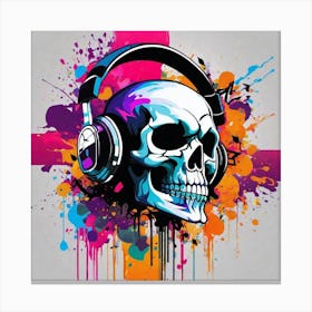 Skull With Headphones 45 Canvas Print