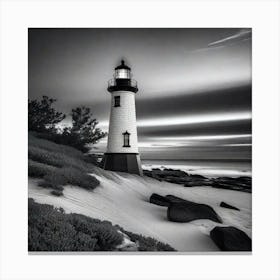 Black And White Lighthouse 8 Canvas Print