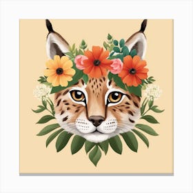 Floral Baby Lynx Nursery Illustration (38) Canvas Print