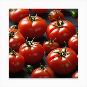 Red Tomatoes On Black Background 4 Canvas Print