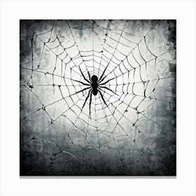 Art Grey Decor Design Halloween Horizontal Grunge Skittish Dark Spiders Web Net Silhouet (21) Canvas Print