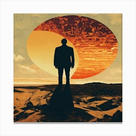 Man Standing On A Rock Canvas Print