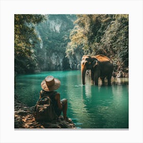 Elephants In The Jungle Peaceful Canvas Print